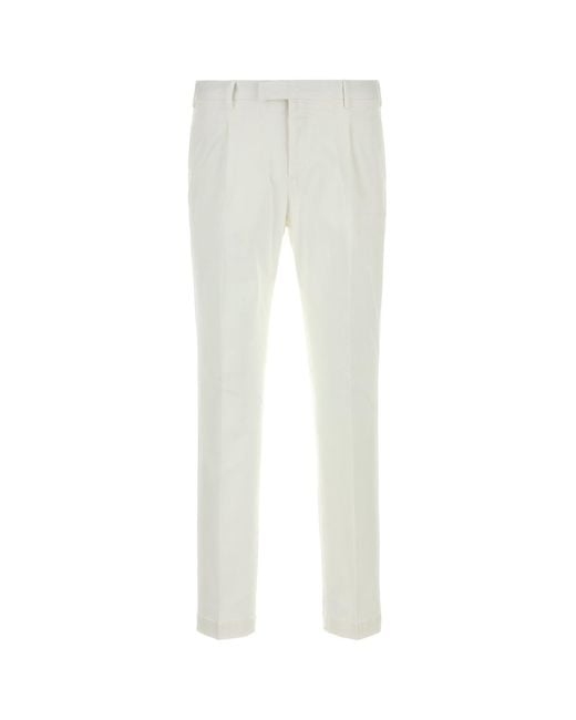 PT Torino White Stretch Cotton Pant for men