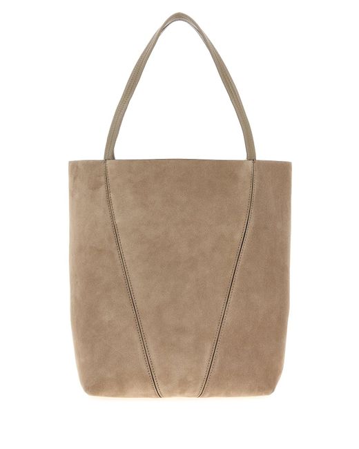 Borsa shopping Chloé Spin in pelle scamosciata tortora di Chloé in Natural