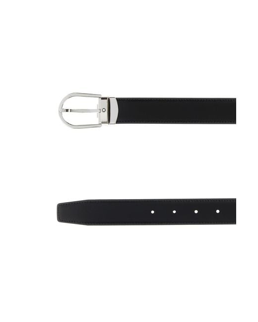 Montblanc Black Leather Reversible Belt for men