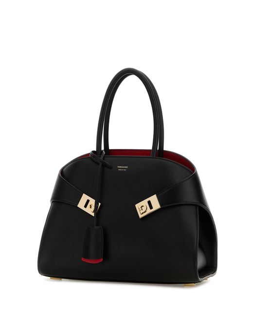 Ferragamo Black Leather Small Hug Handbag