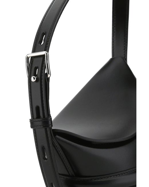 Borsa a secchiello The Curve in pelle nera di McQueen in Black