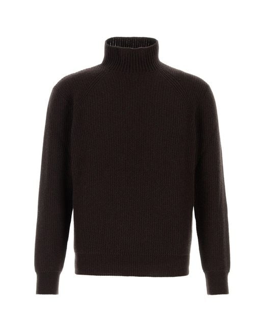 Brioni Black Dark Brown Cashmere Sweater for men