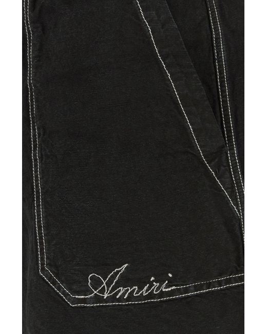 Amiri Black Linen Blend Bermuda Shorts for men