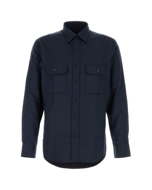 Brioni Dark Blue Wool Shirt for men