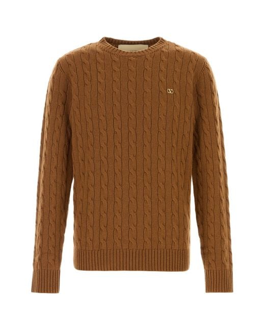 Valentino Garavani Brown Camel Cashmere Sweater for men