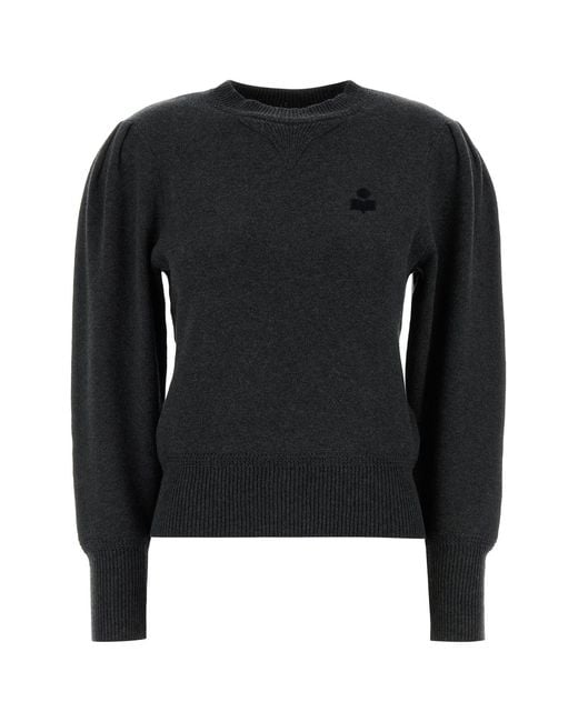 Isabel Marant Black Charcoal Stretch Cotton Blend Kelaya Sweater