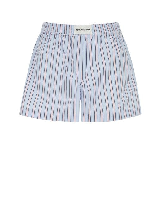 Des Phemmes Blue Embroidered Poplin Shorts