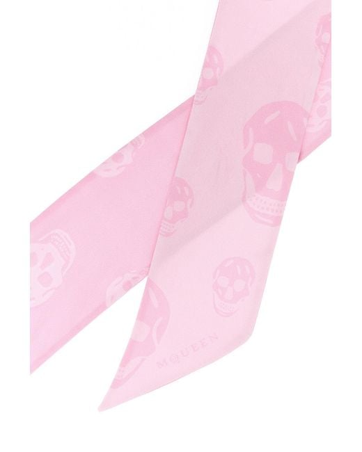 McQueen Pink Printed Silk Foulard