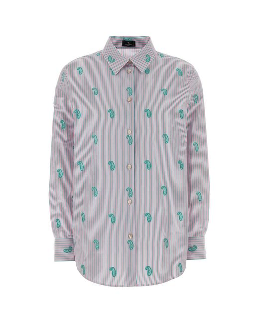 Etro Gray Regular Embroidered Shirt
