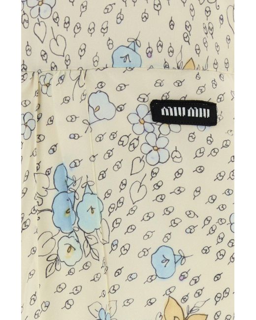 Abito in seta stampata di Miu Miu in White