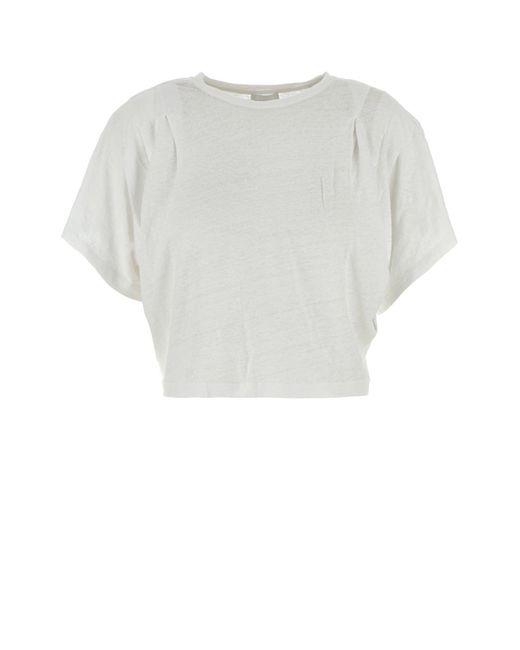 T-shirt Kyanza in lino bianco di Isabel Marant in White