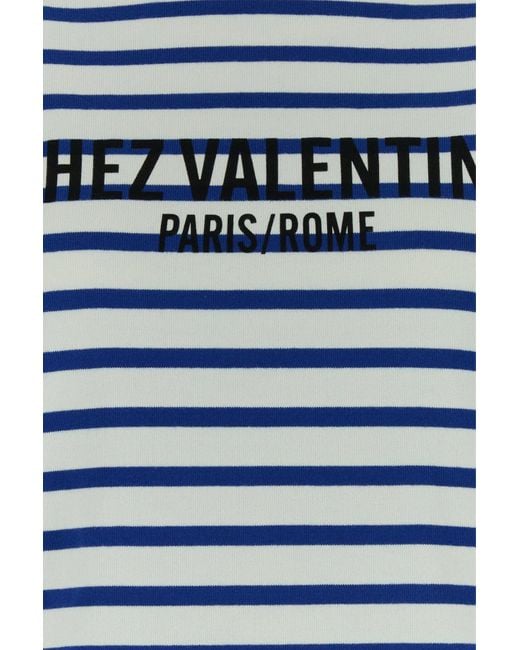 Valentino Garavani Blue Embroidered Cotton T-shirt