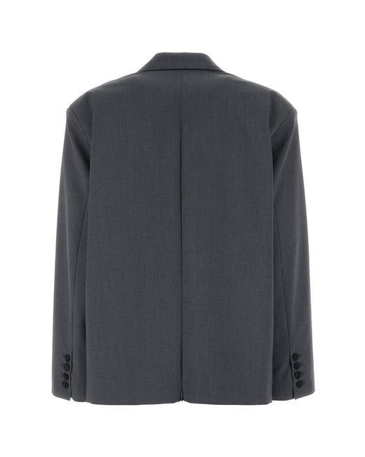 LE SULLY STUDIO Black Dark Grey Stretch Polyester Blend Blazer