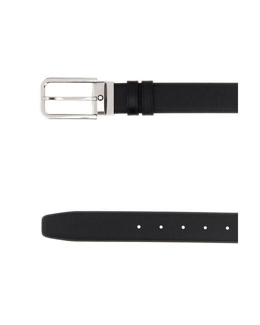 Montblanc Black Leather Reversible Belt for men