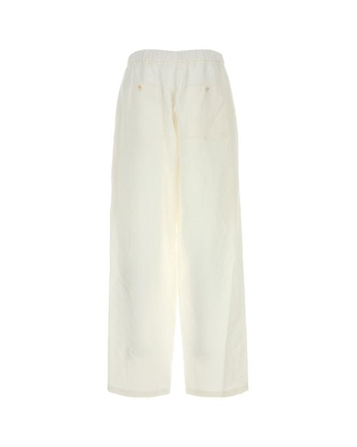Jil Sander White Linen Cargo Pant for men