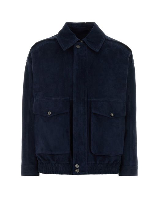 SANTORO Navy Blue Suede Jacket