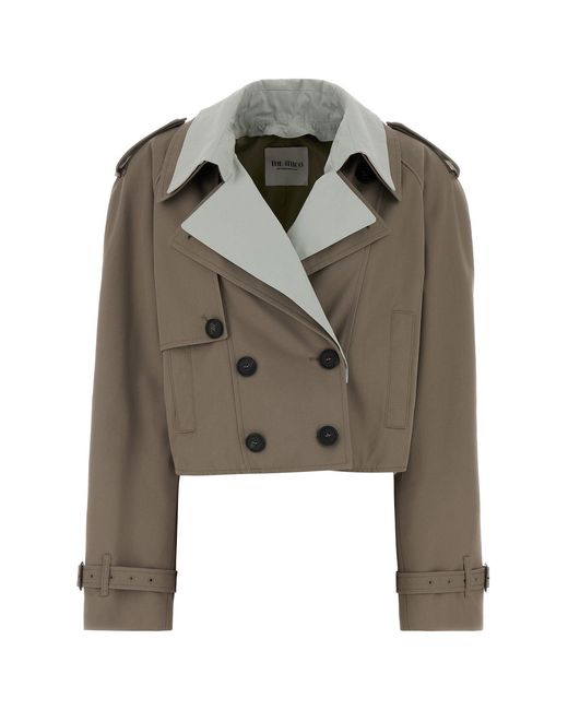 The Attico Green Dove Grey Gabardine Trench Coat