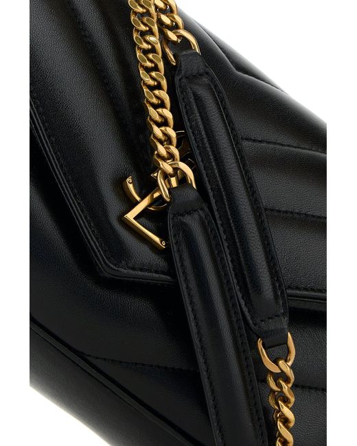 Borsa a spalla LouLou piccola in pelle nera di Saint Laurent in Black