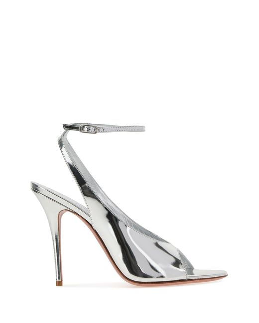 AMINA MUADDI White Silver Leather Anok Sandals
