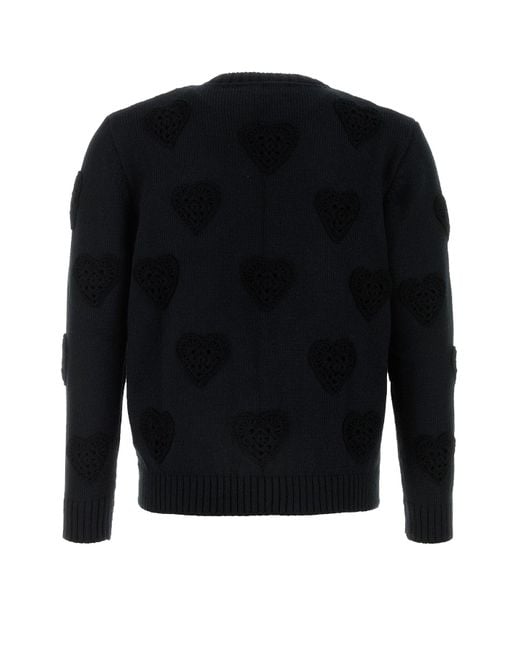Cardigan in lana nera di Ernest W. Baker in Black da Uomo
