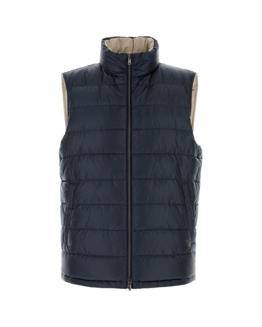 Herno Navy Blue Nylon Sleeveless Down Jacket for men