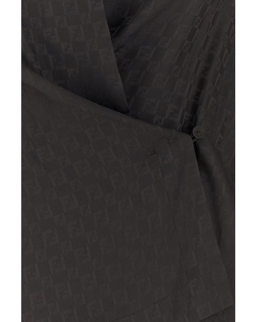 Abito chemisier in jacquard marrone di Fendi in Black
