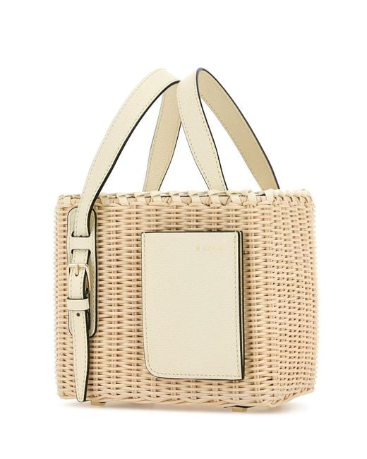 Valextra Natural Beige Wicker Bucket Bag
