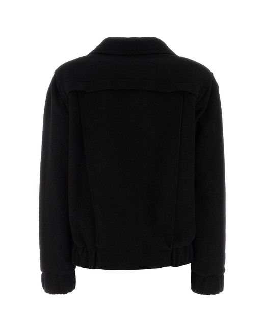 Alessandra Rich Black Boucle Oversize Bomber Jacket