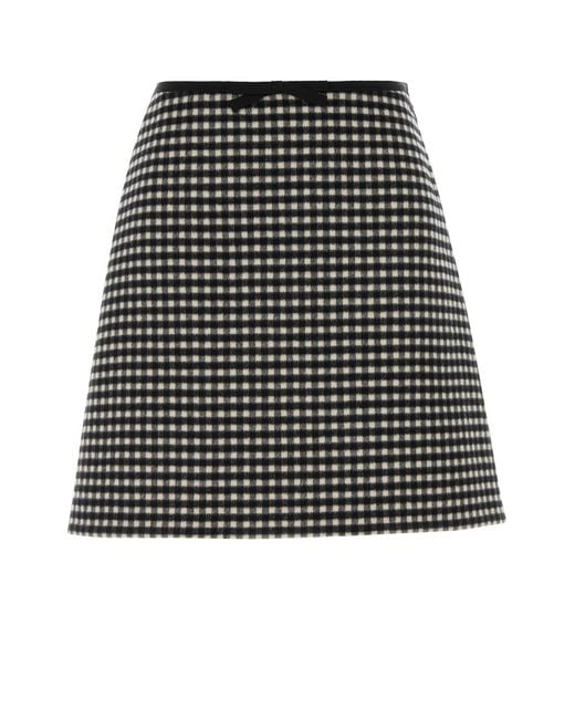 Valentino Garavani Black Embroidered Flannel Mini Skirt