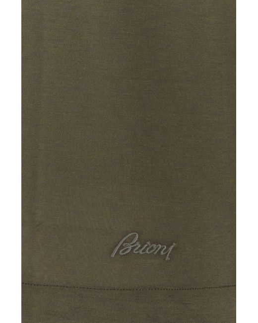 Brioni Green Army Silk Blend T-Shirt for men