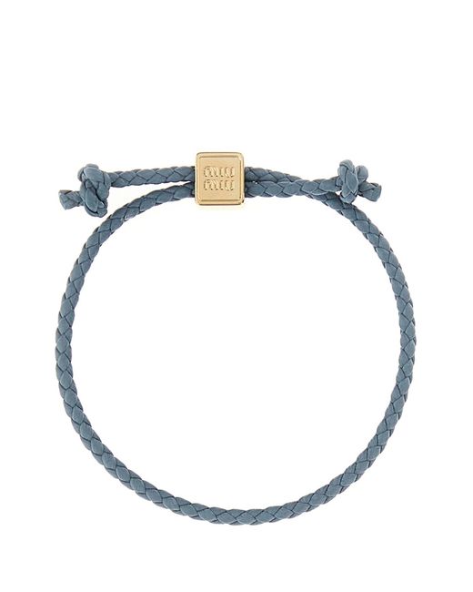 Bracciale in pelle azzurra di Miu Miu in Multicolor
