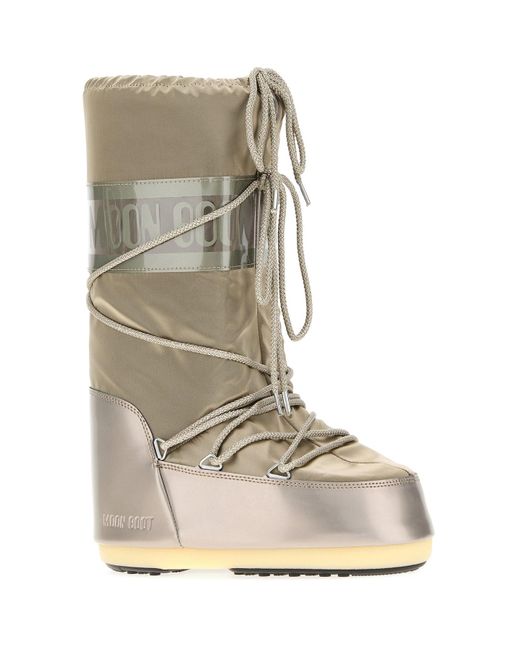 Moon Boot Natural Dove Grey Satin Icon Boots