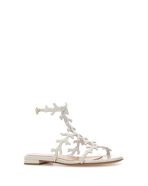 Gianvito Rossi White Chalk Leather Ocean Sandals