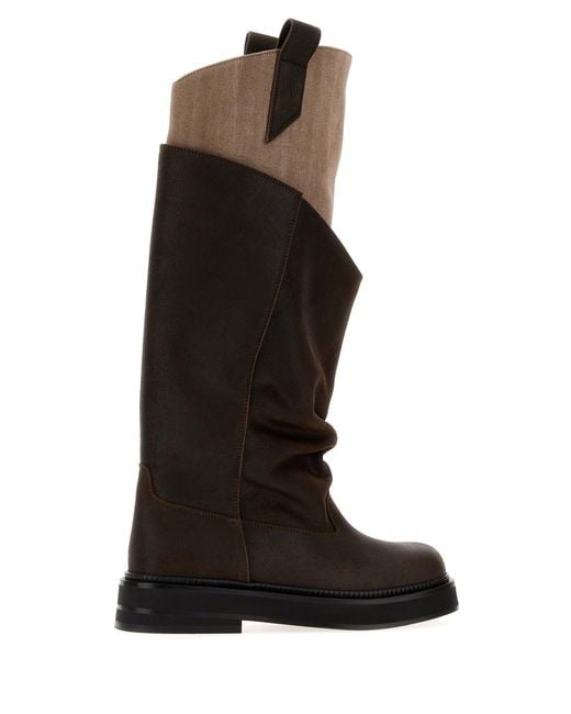 The Attico Black Chocolate Leather New Robin Passeggiata Boots