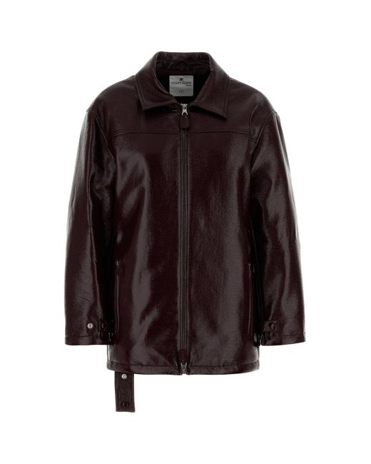 Giubbino imbottito in vinile stretch vinaccia di Courreges in Brown