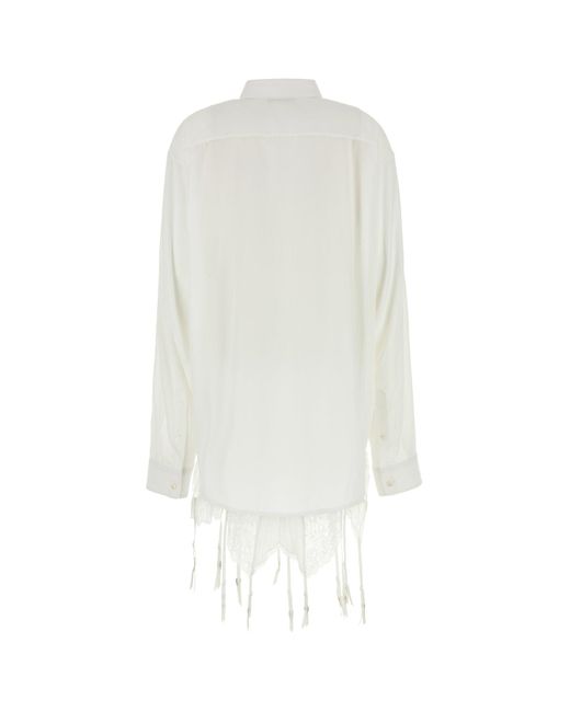 Camicia oversize in lyocell bianco di Balenciaga in White
