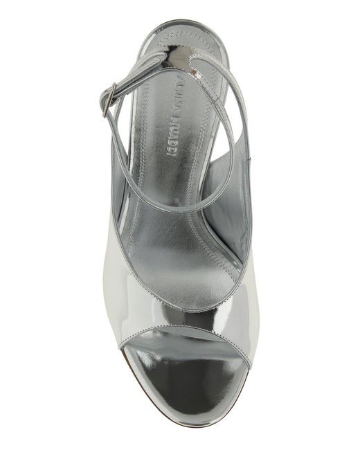 AMINA MUADDI White Silver Leather Anok Sandals