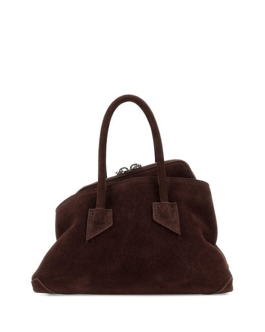 The Attico Brown Chocolate Suede Mini La Passeggiata Handbag