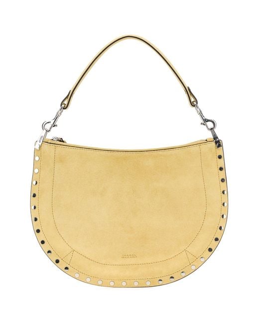 Isabel Marant Metallic Pastel Yellow Suede Oskan Shoulder Bag