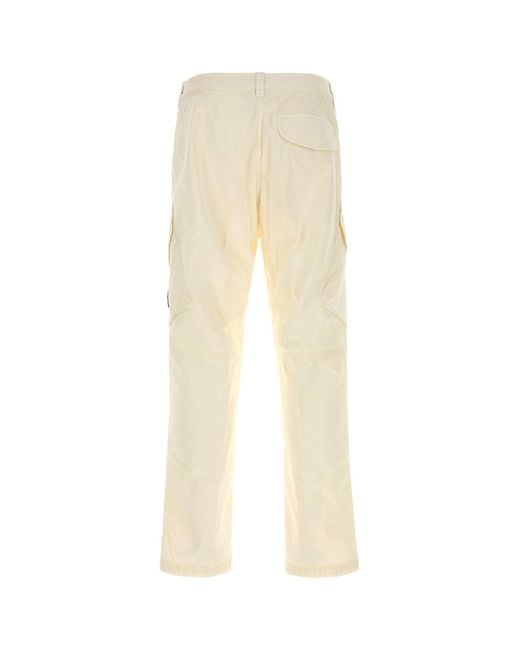 Stone Island Natural Ivory Stretch Cotton Cargo Pant for men