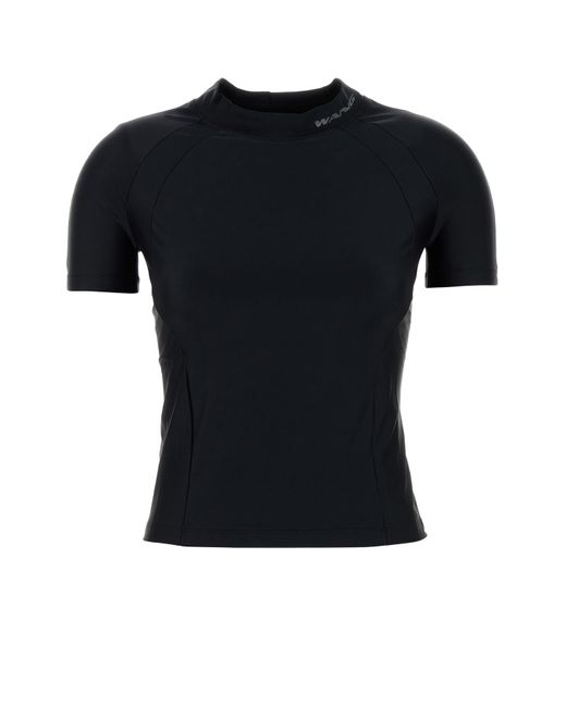 T-shirt in nylon stretch nero di T By Alexander Wang in Black