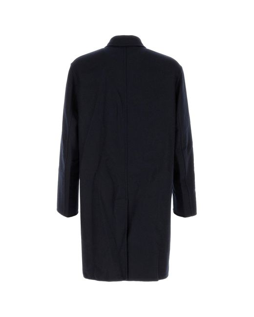 Etro Navy Blue Wool Blend Reversibile Coat for men