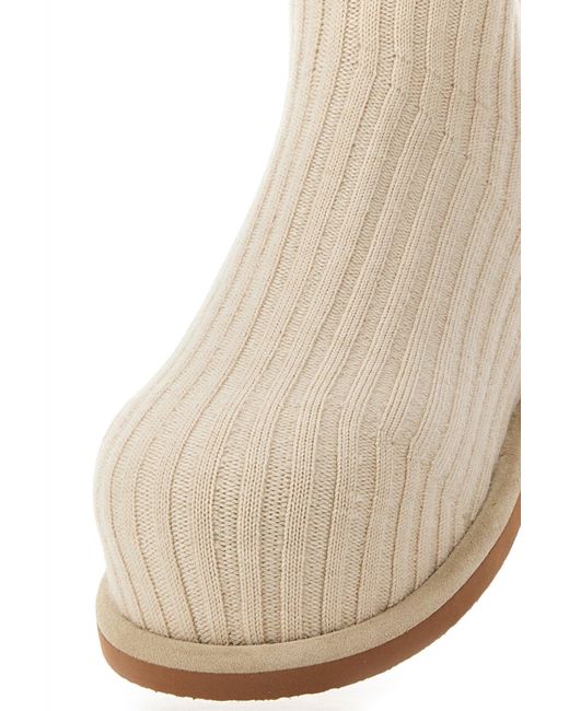 ロングブーツ AMINA MUADDI Sand Fabric Veneda Boots Amina Muaddi | Veneda platform beige knitted stretch boots