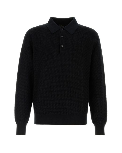 Polo in misto cotone nero di Brioni in Black da Uomo
