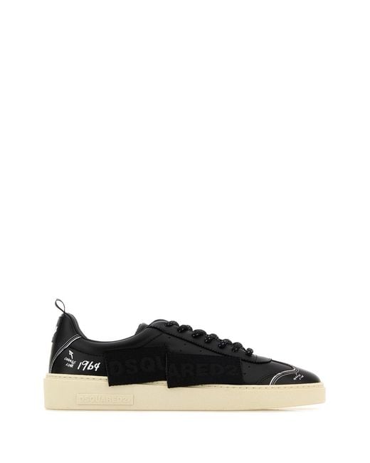 DSquared² Black Leather Rider Sneakers for men