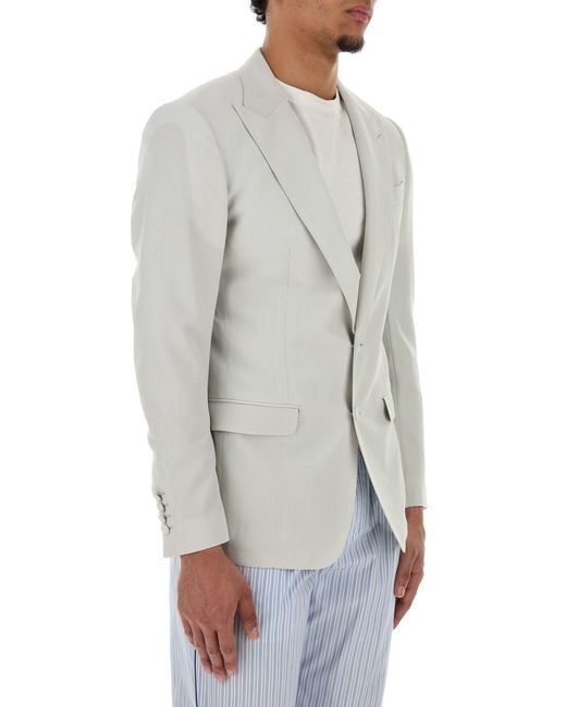 Dolce & Gabbana White Pale Peaked Lapel Blazer for men