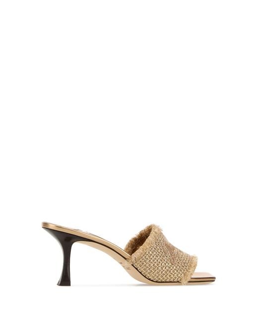 Jimmy Choo Multicolor Gold Fabric Alexia 70 Mules
