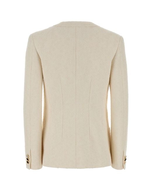 Alessandra Rich Natural Ivory Boucle Blazer