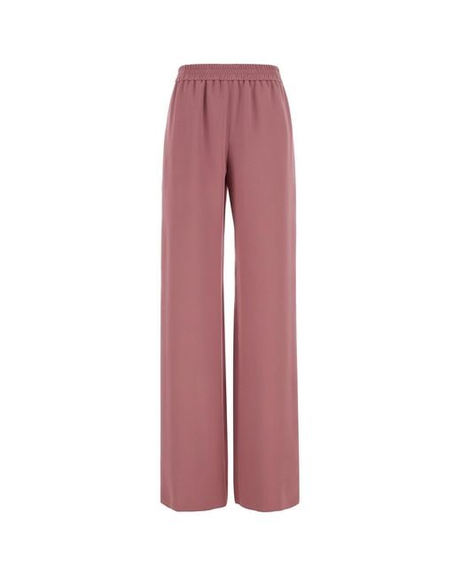 Valentino Garavani Antiqued Pink Silk Wide-leg Pant