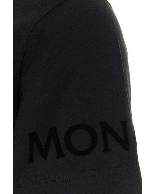 T-shirt in cotone nero di Moncler in Black da Uomo